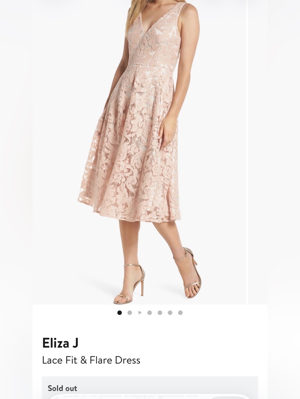 Eliza J Dusty Peach/ Blush Floral Lace sequined Midi dress